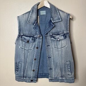 Jachs Vest Men's Large  Blue Denim Buttons Pockets NWT